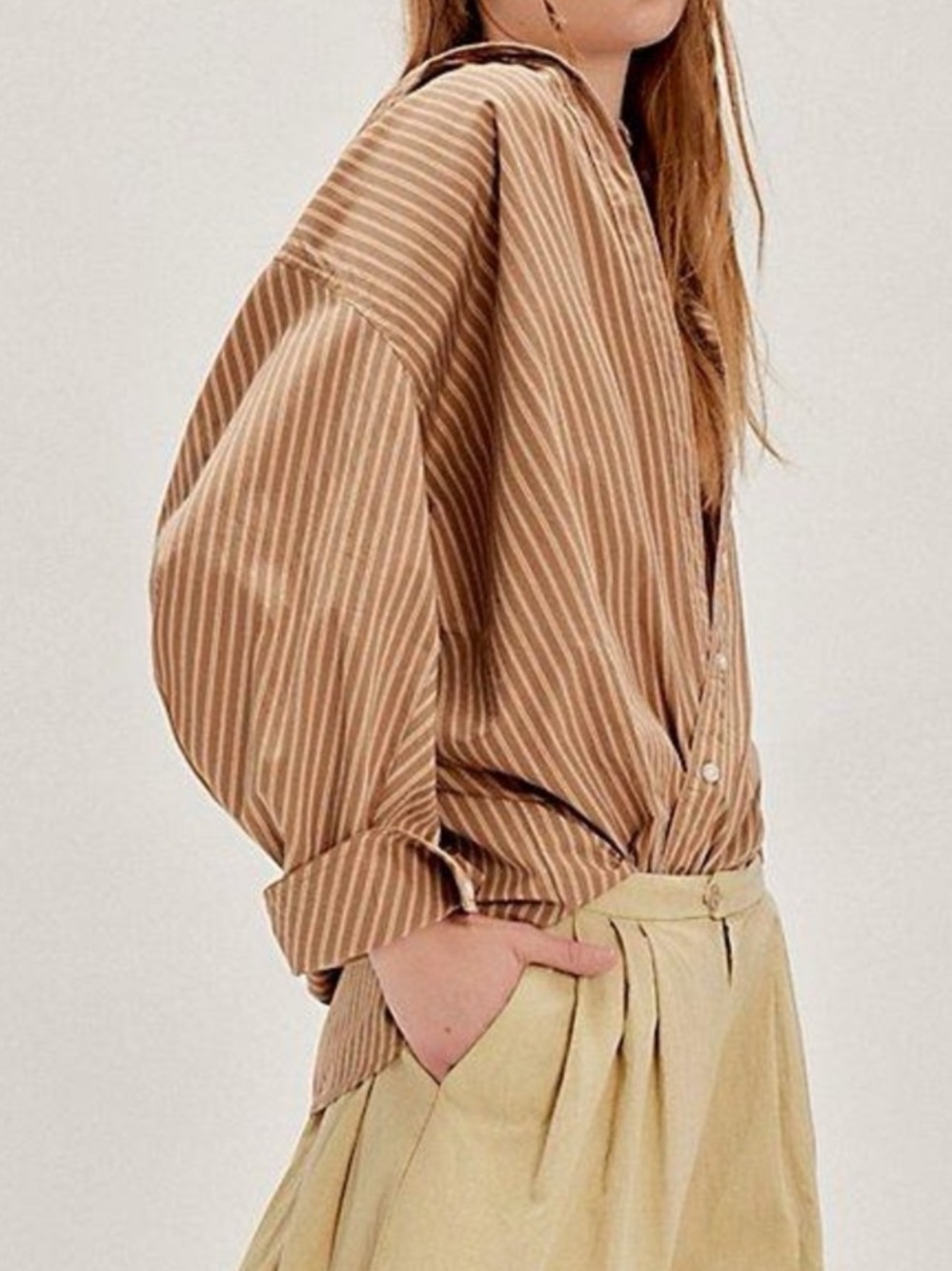 Free People Sabine Striped Articulated Shirt Button Down Cotton Sz XL NWOT - Picture 2 of 16